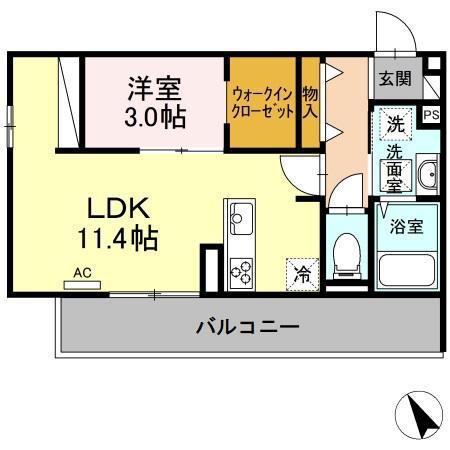 PARAS TOKUYAMA(1LDK/1階)の間取り写真