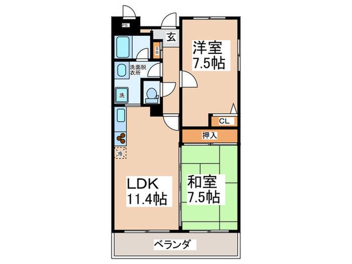 ペンギンコートII(2LDK/8階)の間取り写真