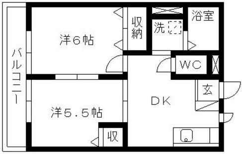レオハイム(2DK/1階)の間取り写真