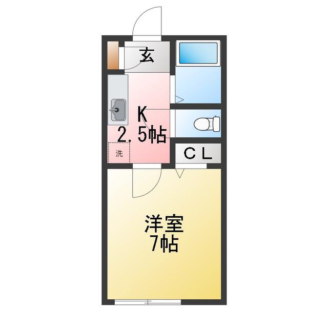 KYコーポ1ST(1K/1階)の間取り写真