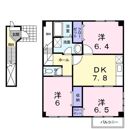 グランヴェール21C(3DK/2階)の間取り写真
