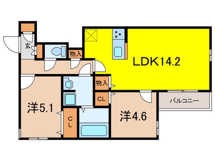 サンパティーク住吉(2LDK/3階)の間取り写真
