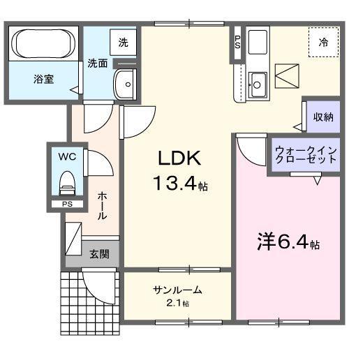 パイオニア 伏(1LDK/1階)の間取り写真