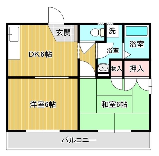コンフレールウィーン(2DK/2階)の間取り写真