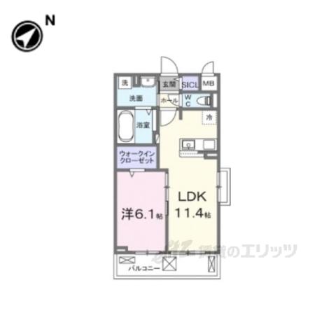 フルール近江(1LDK/2階)の間取り写真