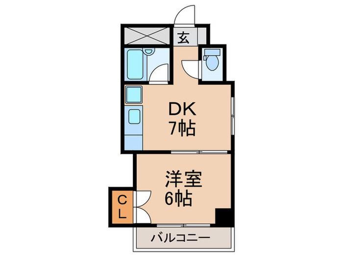シャルムタナカ(1DK/4階)の間取り写真