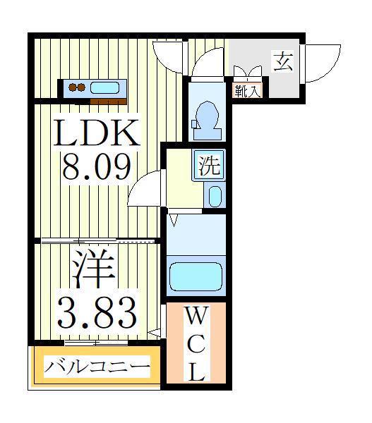 SK南流山(1LDK/1階)の間取り写真