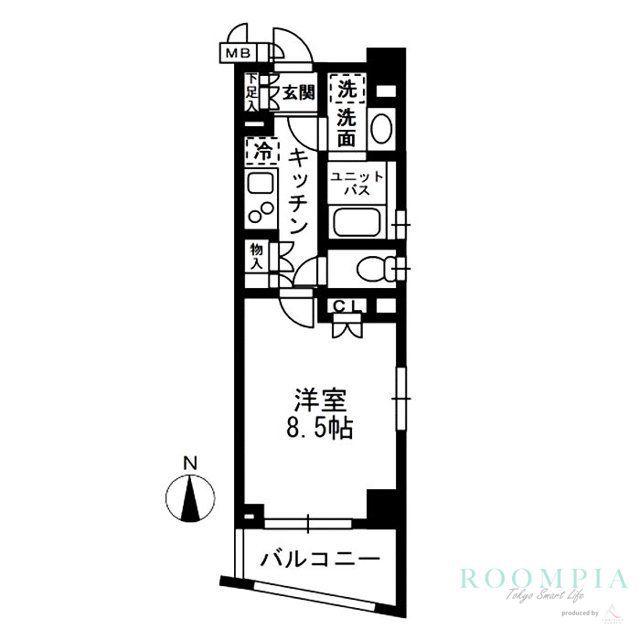 レジディア中落合A棟(1K/2階)の間取り写真