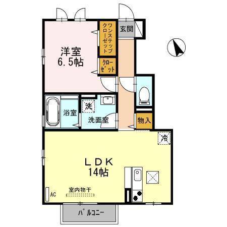 ディアコート合川 B棟(1LDK/1階)の間取り写真