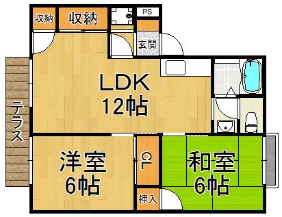セジュール新並(2LDK/1階)の間取り写真