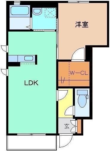 エルブボア D棟(1LDK/1階)の間取り写真