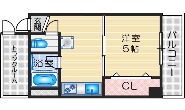 西浦ビル(1DK/3階)の間取り写真