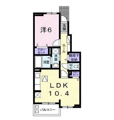 大分県大分市 2階建 築13年(1LDK/1階)の間取り写真