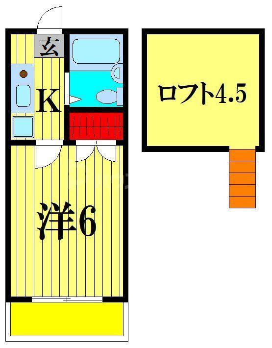 パルーム栗山NO.2(1K/2階)の間取り写真