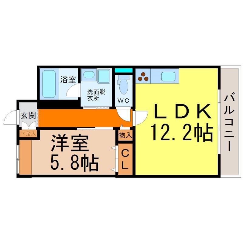 LATAMIDENCE駒止(1LDK/3階)の間取り写真