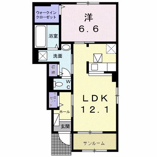 エンジェル ブーケ(1LDK/1階)の間取り写真