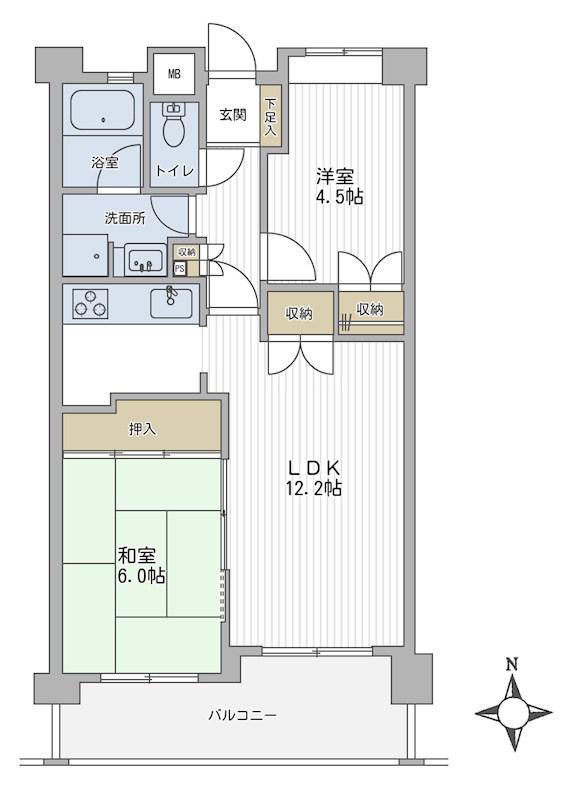 グレイスコート戸田(2LDK/1階)の間取り写真