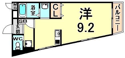 SHIKOKU Ⅷ(ワンルーム/3階)の間取り写真
