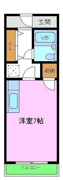 キューデンス21A棟(1K/1階)の間取り写真