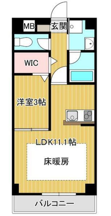 パルナス(1LDK/3階)の間取り写真