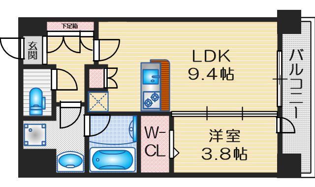 アーバネックス江坂広芝(1LDK/2階)の間取り写真