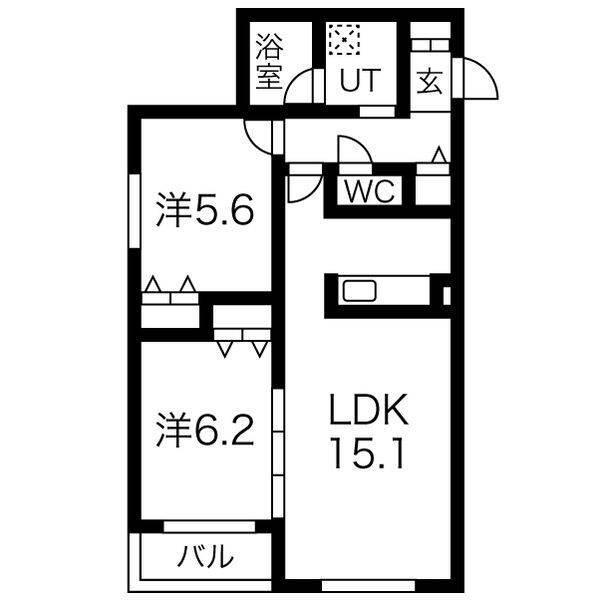 CASA MIYANOMORI(2LDK/3階)の間取り写真