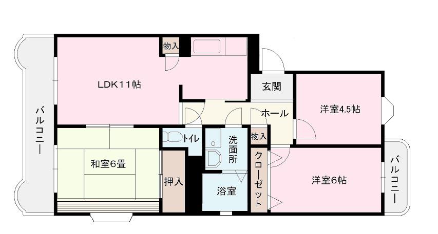 ヴィーナスハイム(3LDK/3階)の間取り写真