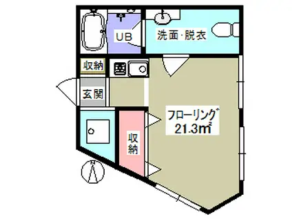 太子堂壱番館(ワンルーム/4階)の間取り写真