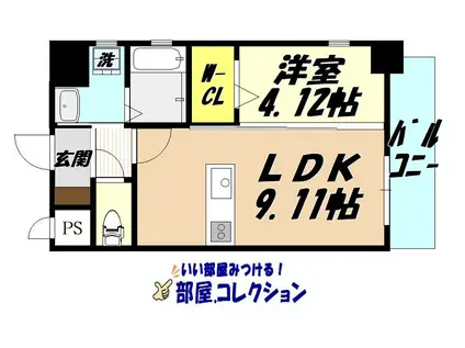 ザ.ヒルズ小倉(1LDK/14階)の間取り写真