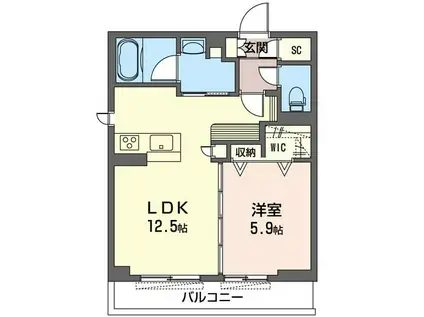 ラフレシール大宮(1LDK/1階)の間取り写真