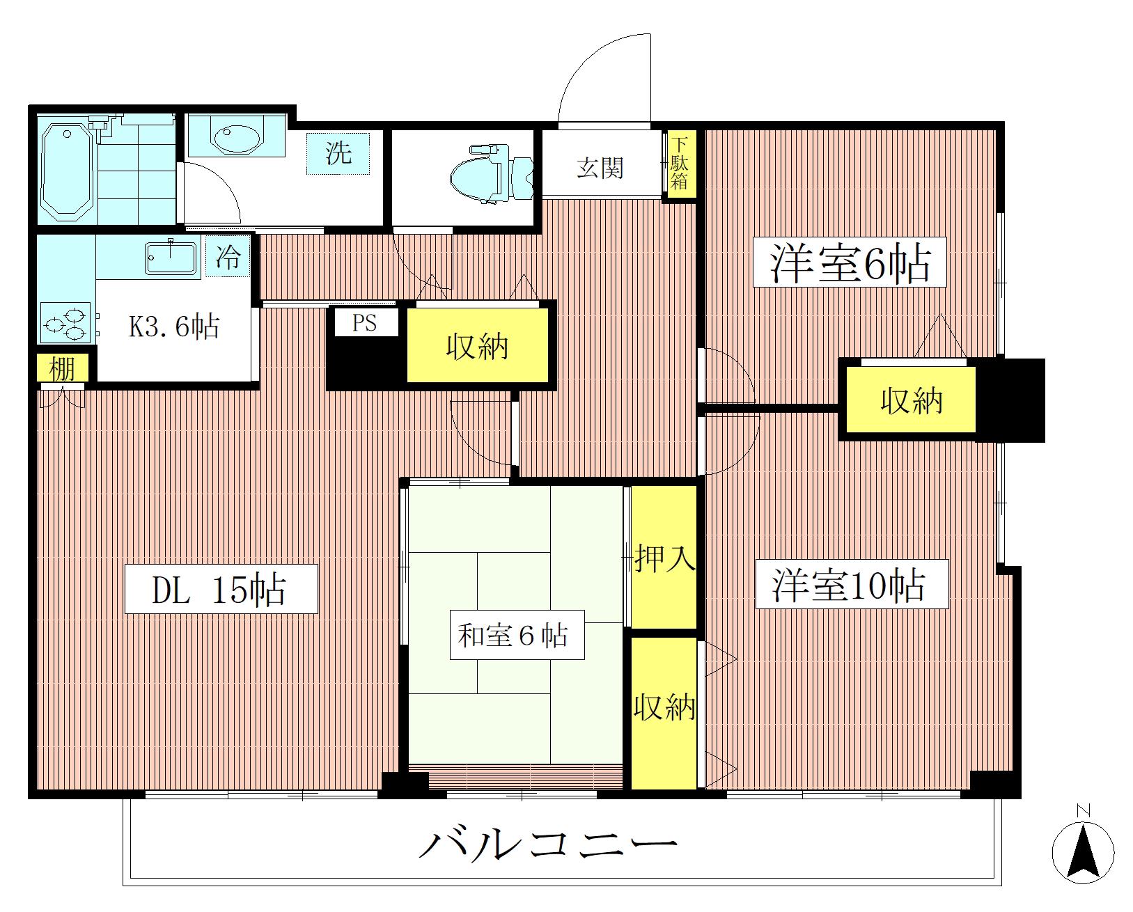 ランドステージ池上(3LDK/4階)の間取り写真