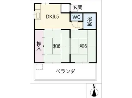 コーポタカハシ(2DK/2階)の間取り写真