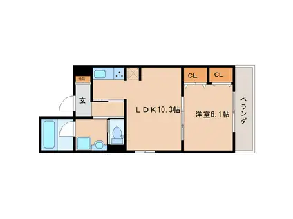 静岡鉄道静岡清水線 御門台駅 徒歩17分 3階建 築6年(1LDK/2階)の間取り写真