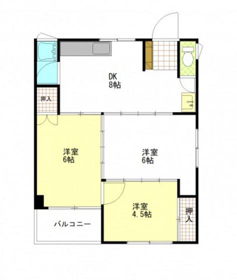 吉村建設ビル(3DK/4階)の間取り写真