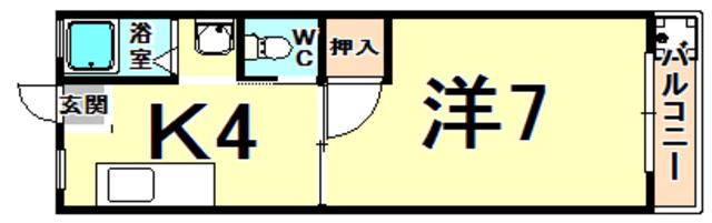 山下マンション(1K/2階)の間取り写真
