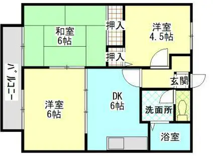 シティ加茂川A(3DK/1階)の間取り写真