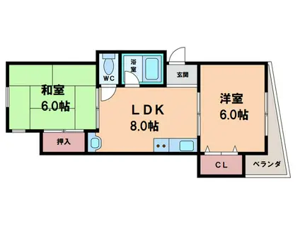ピュアコート清風(2LDK/3階)の間取り写真
