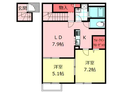 レオネクストハッピースクエア(2LDK/2階)の間取り写真