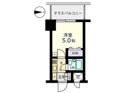 信開トピア足羽(1K/5階)の間取り写真