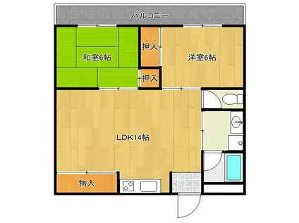 橋村ビル(2LDK/2階)の間取り写真