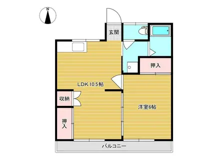 ゆたかビル(1LDK/2階)の間取り写真