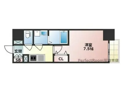 S-RESIDENCE江坂ALEGRIA(1K/6階)の間取り写真