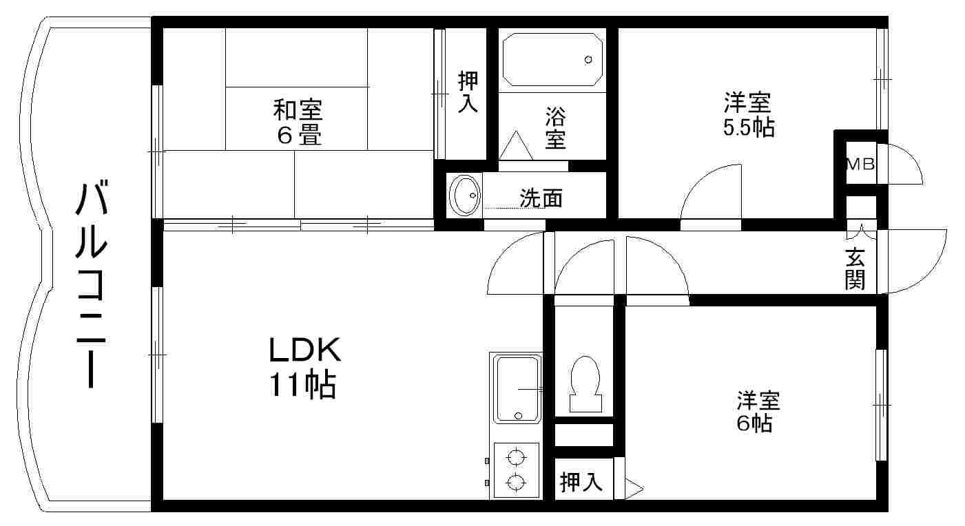 メゾンN(3LDK/3階)の間取り写真