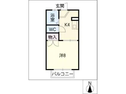エントピア藤江(1K/2階)の間取り写真