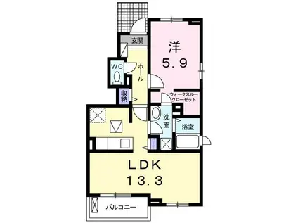 カーサピアッツァII(1LDK/1階)の間取り写真