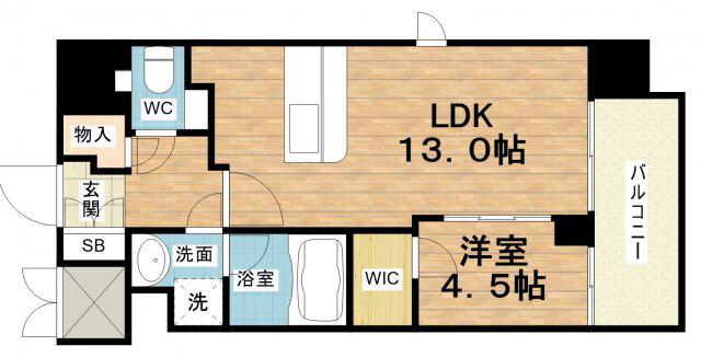 SPLENDIDE NAMBAIII(1LDK/4階)の間取り写真