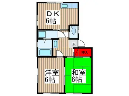 コーポ新井(2DK/1階)の間取り写真