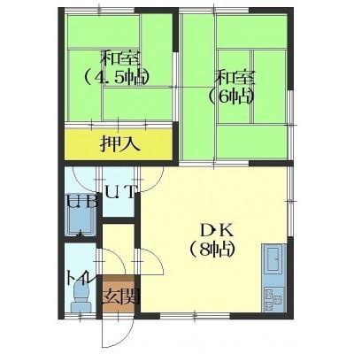 コーポミライ深堀(2DK/2階)の間取り写真