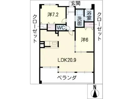名鉄広見線 可児川駅 徒歩12分 8階建 築17年(2LDK/5階)の間取り写真