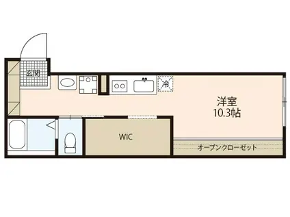 ベルハイム東栄(ワンルーム/1階)の間取り写真